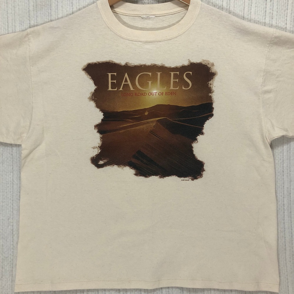Eagles Long Road Out of‎ Eden Tour 2009 Band T-Shirt Cream Graphic XL Mens